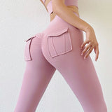 SOISOU Nylon Leggings Women's Pants Sport Yoga Pants Sexy Tight High Waist Elastic Women's Panties Pocket legging mujer - Waraqah