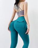 SOISOU Nylon Leggings Women's Pants Sport Yoga Pants Sexy Tight High Waist Elastic Women's Panties Pocket legging mujer - Waraqah