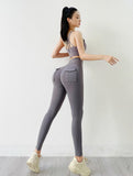 SOISOU Nylon Leggings Women's Pants Sport Yoga Pants Sexy Tight High Waist Elastic Women's Panties Pocket legging mujer - Waraqah