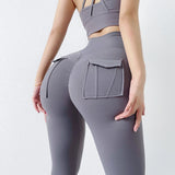 SOISOU Nylon Leggings Women's Pants Sport Yoga Pants Sexy Tight High Waist Elastic Women's Panties Pocket legging mujer - Waraqah
