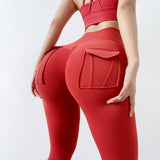 SOISOU Nylon Leggings Women's Pants Sport Yoga Pants Sexy Tight High Waist Elastic Women's Panties Pocket legging mujer - Waraqah