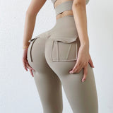 SOISOU Nylon Leggings Women's Pants Sport Yoga Pants Sexy Tight High Waist Elastic Women's Panties Pocket legging mujer - Waraqah