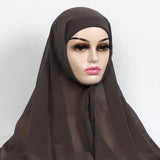 Women Muslim Chiffon Hijab With Cap Bonnet Instant Chiffon Hijabs Shawl Head Scarf Underscarf Caps Cover Headwrap - Waraqah
