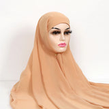 Women Muslim Chiffon Hijab With Cap Bonnet Instant Chiffon Hijabs Shawl Head Scarf Underscarf Caps Cover Headwrap - Waraqah