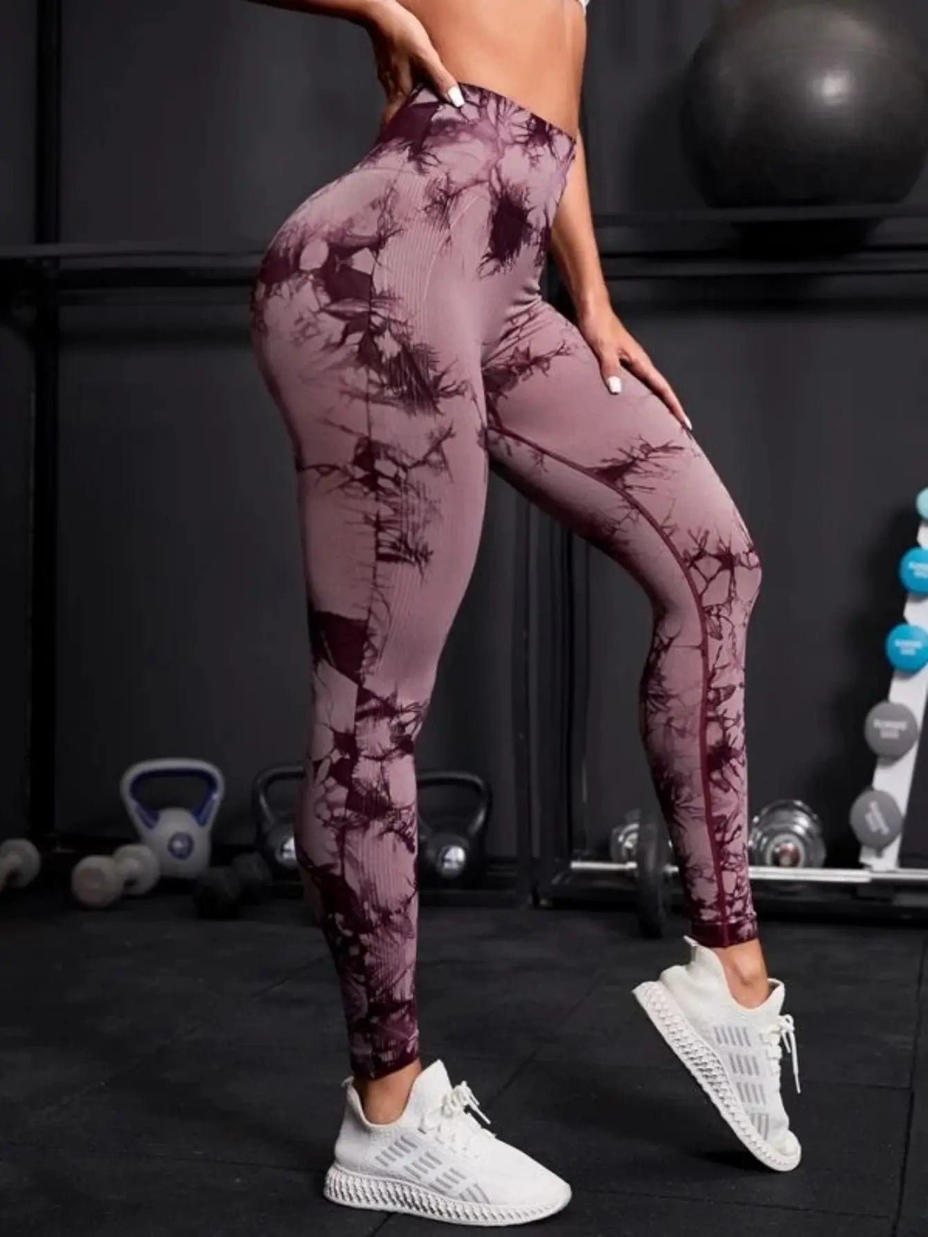 Seamless High Waist Leggings Women Tie Dye Leggings Fitness Sports Running Yoga Pants Hip Liftting Elastic Knitting Tights - Waraqah
