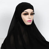 Women Muslim Chiffon Hijab With Cap Bonnet Instant Chiffon Hijabs Shawl Head Scarf Underscarf Caps Cover Headwrap - Waraqah