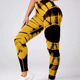 Seamless Tie-dye High-waist Sports Yoga Pants, Peach Buttocks, Breathable Yoga Trousers, Tight-fitting Bottoming Fitness Pants - Waraqah