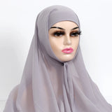 Women Muslim Chiffon Hijab With Cap Bonnet Instant Chiffon Hijabs Shawl Head Scarf Underscarf Caps Cover Headwrap - Waraqah