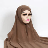 Women Muslim Chiffon Hijab With Cap Bonnet Instant Chiffon Hijabs Shawl Head Scarf Underscarf Caps Cover Headwrap - Waraqah
