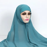 Women Muslim Chiffon Hijab With Cap Bonnet Instant Chiffon Hijabs Shawl Head Scarf Underscarf Caps Cover Headwrap - Waraqah