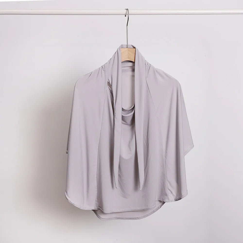 Ramadan Spring Summer Breathable Ironless Hijabs Long Instant Hijab Woman Ready To Wear With Face Masks Ready to Wear Hijabs - Waraqah