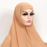 Women Muslim Chiffon Hijab With Cap Bonnet Instant Chiffon Hijabs Shawl Head Scarf Underscarf Caps Cover Headwrap - Waraqah