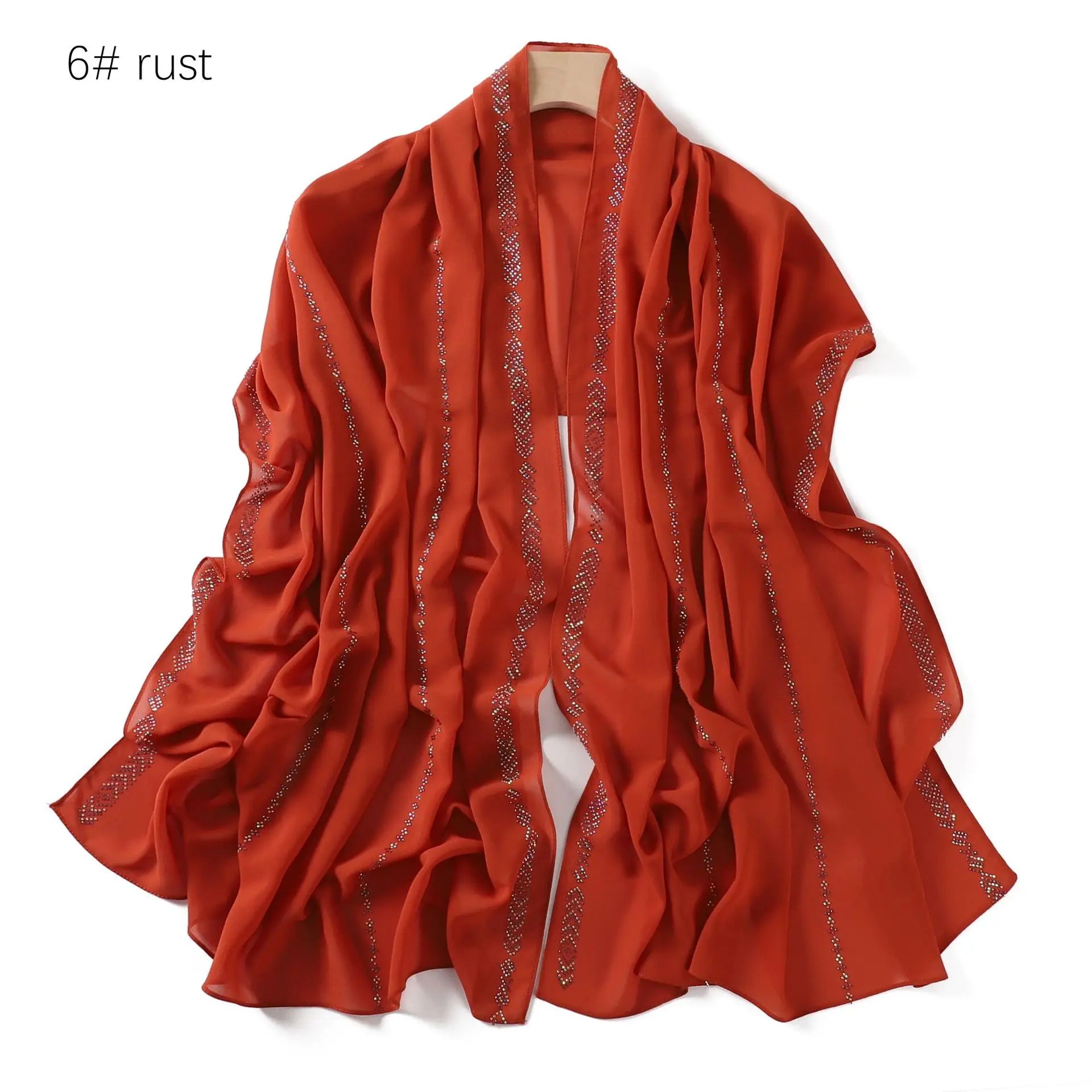New Rhinestone Chiffon Hijab Scarf Women Muslim Hijab Luxury Bead Pearl Scarves Shawl Women Long Scarf Shawl Head Wraps Turban - Waraqah