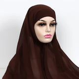 Women Muslim Chiffon Hijab With Cap Bonnet Instant Chiffon Hijabs Shawl Head Scarf Underscarf Caps Cover Headwrap - Waraqah