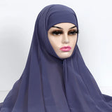 Women Muslim Chiffon Hijab With Cap Bonnet Instant Chiffon Hijabs Shawl Head Scarf Underscarf Caps Cover Headwrap - Waraqah