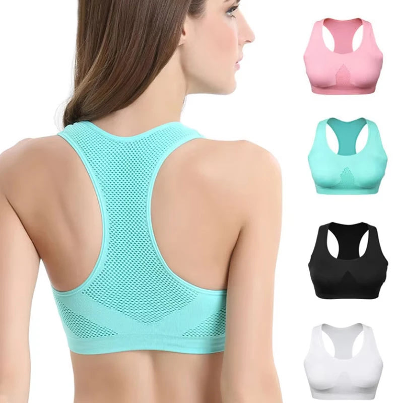 Women Breathable Sports Bra Absorb Sweat Shockproof Padded Gym Running Fitness Double Layer Seamless Yoga Sports Bra Underwear - Waraqah