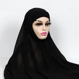 Women Muslim Chiffon Hijab With Cap Bonnet Instant Chiffon Hijabs Shawl Head Scarf Underscarf Caps Cover Headwrap - Waraqah