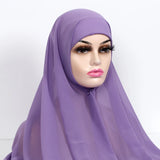 Women Muslim Chiffon Hijab With Cap Bonnet Instant Chiffon Hijabs Shawl Head Scarf Underscarf Caps Cover Headwrap - Waraqah