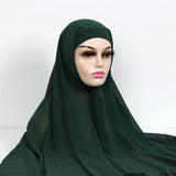Women Muslim Chiffon Hijab With Cap Bonnet Instant Chiffon Hijabs Shawl Head Scarf Underscarf Caps Cover Headwrap - Waraqah