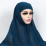 Women Muslim Chiffon Hijab With Cap Bonnet Instant Chiffon Hijabs Shawl Head Scarf Underscarf Caps Cover Headwrap - Waraqah