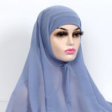 Women Muslim Chiffon Hijab With Cap Bonnet Instant Chiffon Hijabs Shawl Head Scarf Underscarf Caps Cover Headwrap - Waraqah