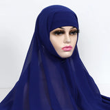 Women Muslim Chiffon Hijab With Cap Bonnet Instant Chiffon Hijabs Shawl Head Scarf Underscarf Caps Cover Headwrap - Waraqah