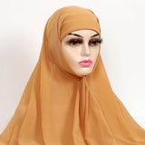 Women Muslim Chiffon Hijab With Cap Bonnet Instant Chiffon Hijabs Shawl Head Scarf Underscarf Caps Cover Headwrap - Waraqah