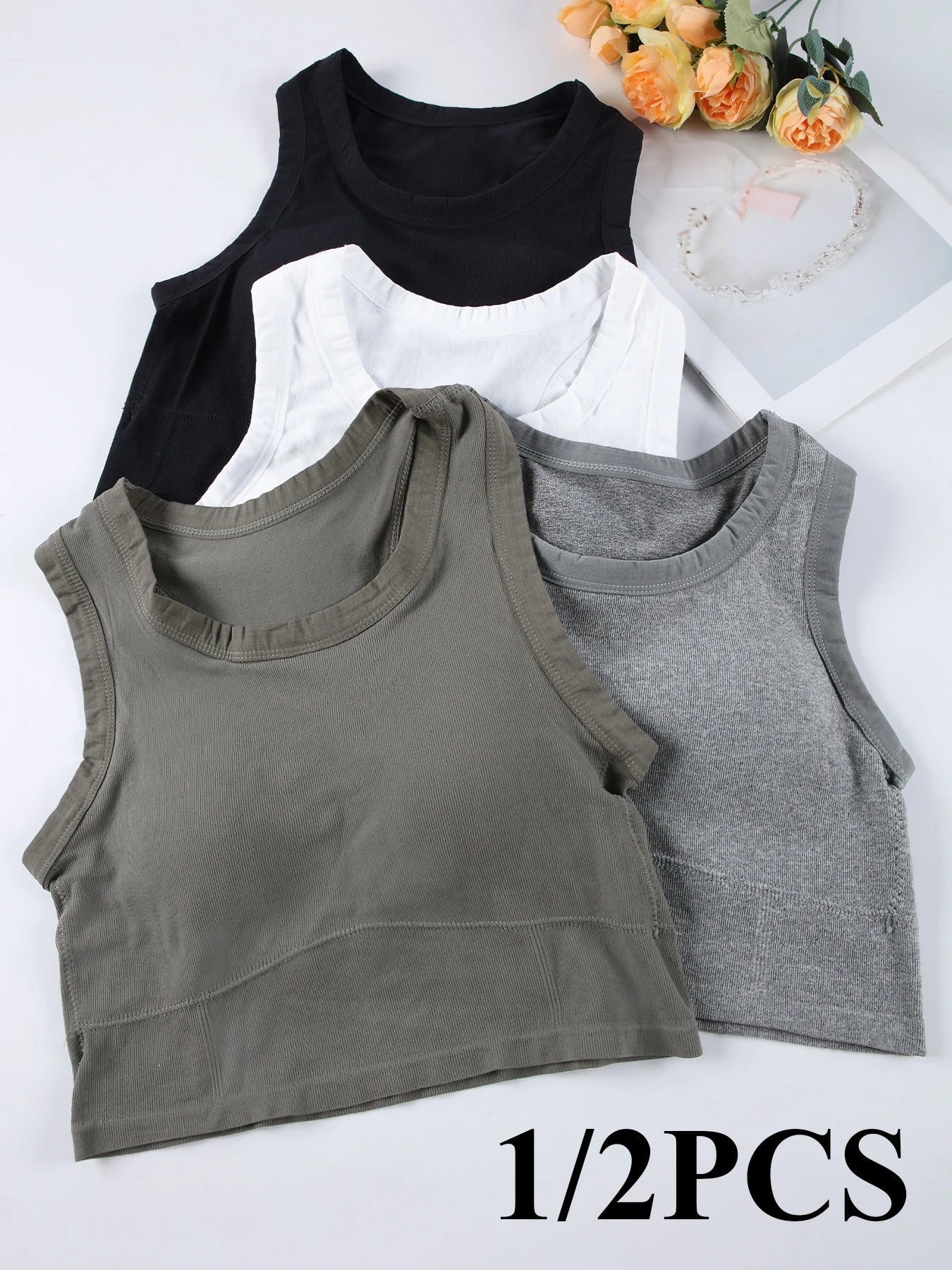 1/2 PCS Back Sports Bra Women Sleeveless Vest Beautiful Slim Tube Top Underwear With Bra Pads Undershirt Elastic Korean Crop Top