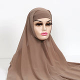 Women Muslim Chiffon Hijab With Cap Bonnet Instant Chiffon Hijabs Shawl Head Scarf Underscarf Caps Cover Headwrap - Waraqah