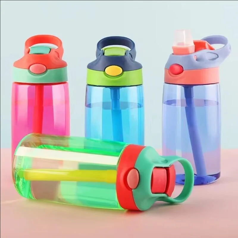 480ml Water Bottle With Straw Kids Girls Portable Travel Bottles Gym Sports Fitness Cup Summer Cold Water Juice Drinking Bottle - Waraqah
