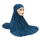Ramadan Spring Summer Breathable Ironless Hijabs Long Instant Hijab Woman Ready To Wear With Face Masks Ready to Wear Hijabs - Waraqah