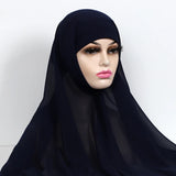 Women Muslim Chiffon Hijab With Cap Bonnet Instant Chiffon Hijabs Shawl Head Scarf Underscarf Caps Cover Headwrap - Waraqah