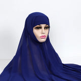 Women Muslim Chiffon Hijab With Cap Bonnet Instant Chiffon Hijabs Shawl Head Scarf Underscarf Caps Cover Headwrap - Waraqah