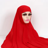 Women Muslim Chiffon Hijab With Cap Bonnet Instant Chiffon Hijabs Shawl Head Scarf Underscarf Caps Cover Headwrap - Waraqah