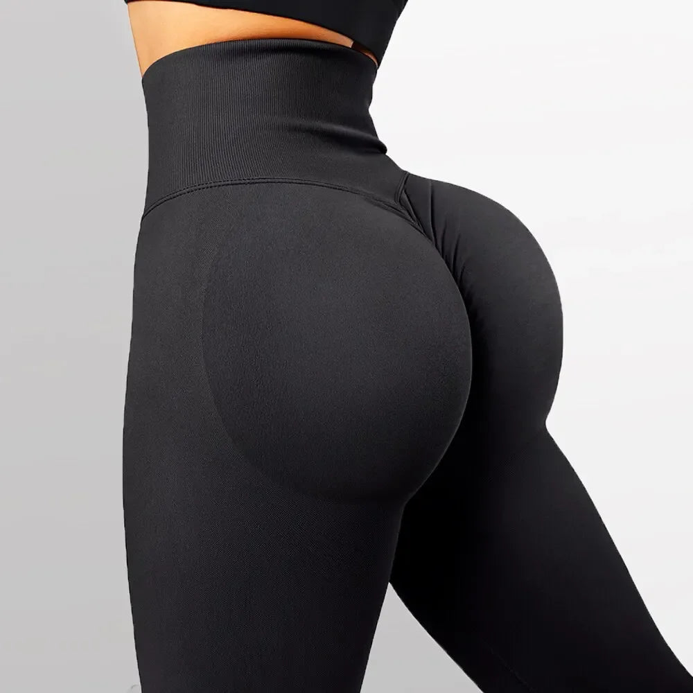 Knitted Seamless Fitness Leggings GYM Pants Women High Waist Push Up Leggings  Tight Peach Buttocks Yoga Pants - Waraqah