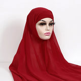 Women Muslim Chiffon Hijab With Cap Bonnet Instant Chiffon Hijabs Shawl Head Scarf Underscarf Caps Cover Headwrap - Waraqah