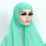 Women Muslim Chiffon Hijab With Cap Bonnet Instant Chiffon Hijabs Shawl Head Scarf Underscarf Caps Cover Headwrap - Waraqah