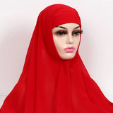Women Muslim Chiffon Hijab With Cap Bonnet Instant Chiffon Hijabs Shawl Head Scarf Underscarf Caps Cover Headwrap - Waraqah
