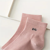 5 Pairs Letter Print Socks Comfy & Breathable Sports Short Socks Women's Stockings & Hosiery Soft & Comfy All-match Short Socks - Waraqah