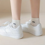 5 Pairs Letter Print Socks Comfy & Breathable Sports Short Socks Women's Stockings & Hosiery Soft & Comfy All-match Short Socks - Waraqah