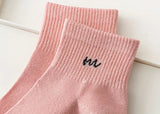 5 Pairs Letter Print Socks Comfy & Breathable Sports Short Socks Women's Stockings & Hosiery Soft & Comfy All-match Short Socks - Waraqah