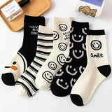 5 Pairs Letter Print Socks Comfy & Breathable Sports Short Socks Women's Stockings & Hosiery Soft & Comfy All-match Short Socks - Waraqah