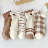 5 Pairs Letter Print Socks Comfy & Breathable Sports Short Socks Women's Stockings & Hosiery Soft & Comfy All-match Short Socks - Waraqah