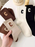 5 Pairs Letter Print Socks Comfy & Breathable Sports Short Socks Women's Stockings & Hosiery Soft & Comfy All-match Short Socks - Waraqah
