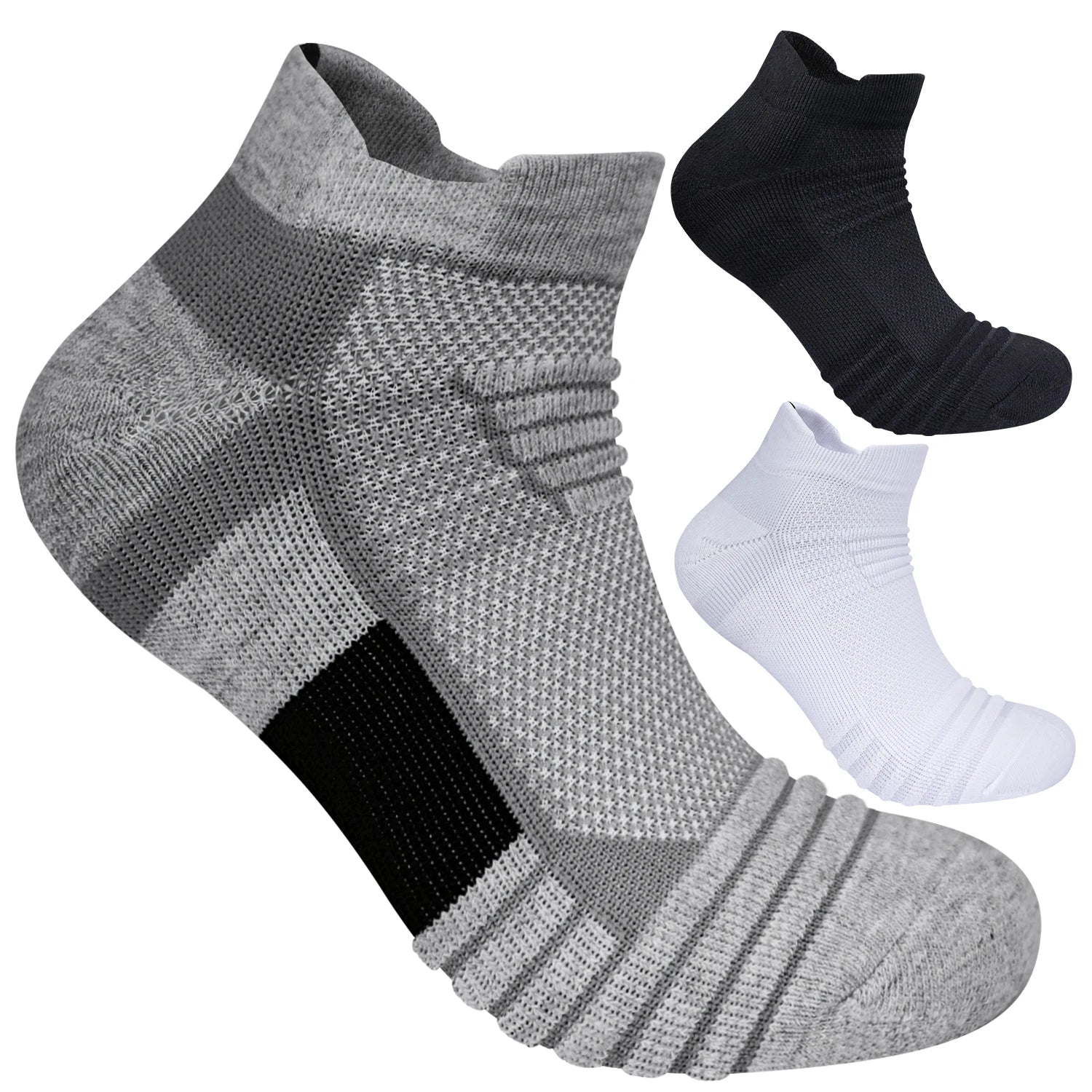 3 Pairs Breathable Mesh Athletic Terry Socks Cushioned Moisture-managing and Durable Reduces Foot for Running Hiking & Sports - Waraqah