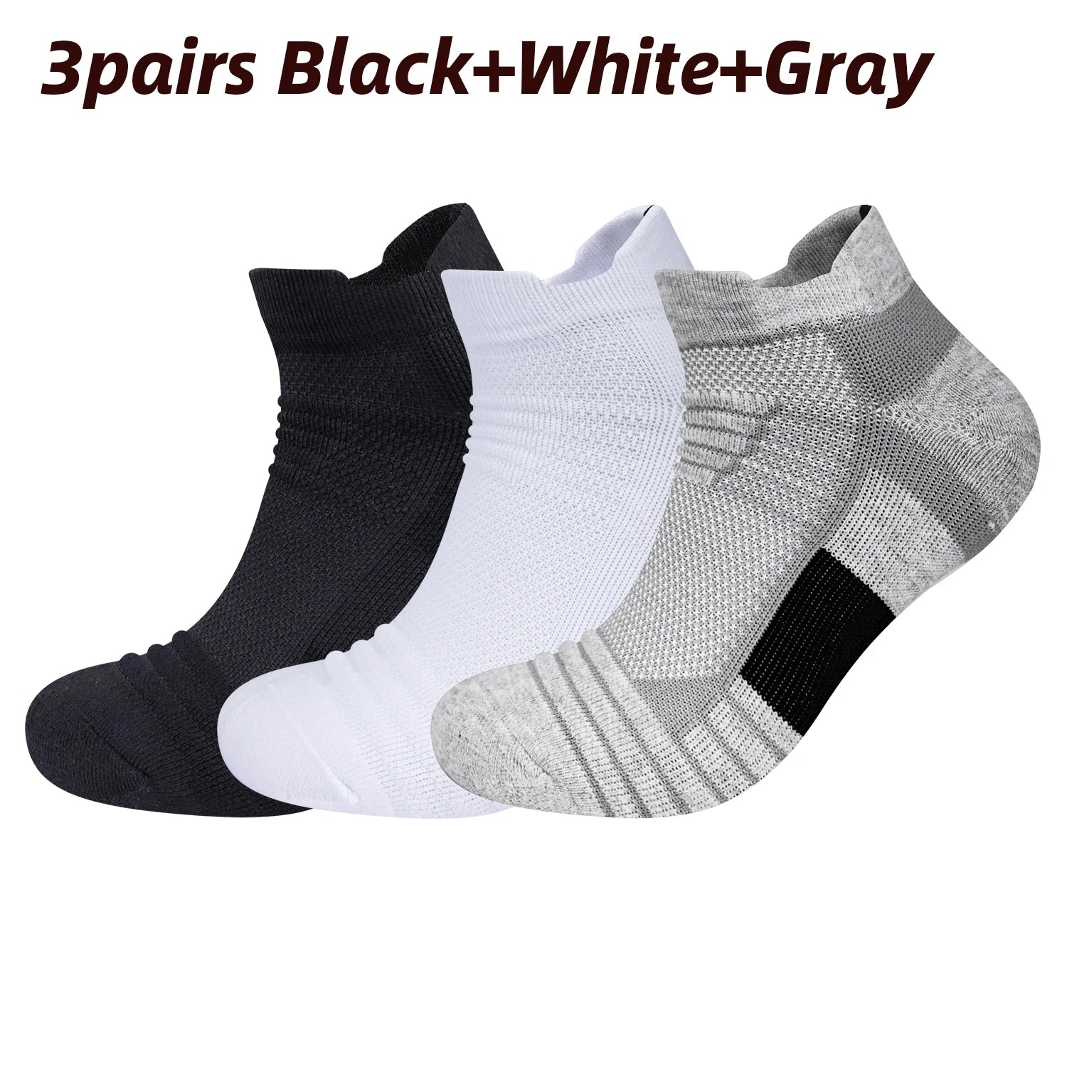 3 Pairs Breathable Mesh Athletic Terry Socks Cushioned Moisture-managing and Durable Reduces Foot for Running Hiking & Sports - Waraqah