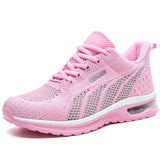 New Running Shoes Ladies Breathable Sneakers Summer Light Mesh Air Cushion Women's Sports Shoes Outdoor Lace Up Training Shoes - Waraqah