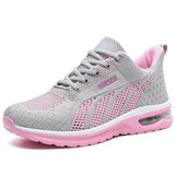 New Running Shoes Ladies Breathable Sneakers Summer Light Mesh Air Cushion Women's Sports Shoes Outdoor Lace Up Training Shoes - Waraqah