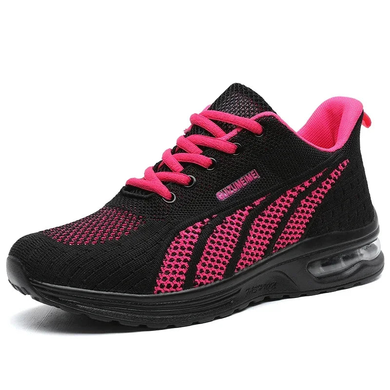 New Running Shoes Ladies Breathable Sneakers Summer Light Mesh Air Cushion Women's Sports Shoes Outdoor Lace Up Training Shoes - Waraqah