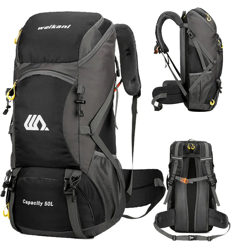 50L Travel Backpack Camping Men Large Hiking Bag Tourist Rucksack Waterproof Outdoor Sports Climbing Mountaineering Bag Luggage - Waraqah